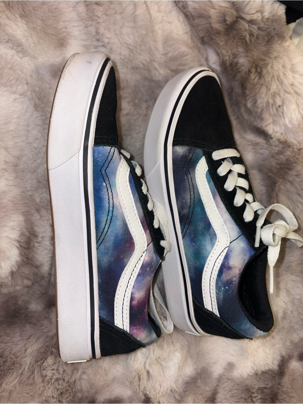 Vans Kids Old Skool Galaxy Print Sneakers - Black with Blue/Purple Accents